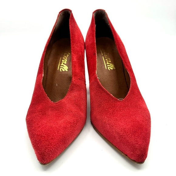 L’INTERVALLE RED LEATHER SHOES BLOCK  HEELS POINTED TOE HEEL SIZE 3& - Picture 4 of 16